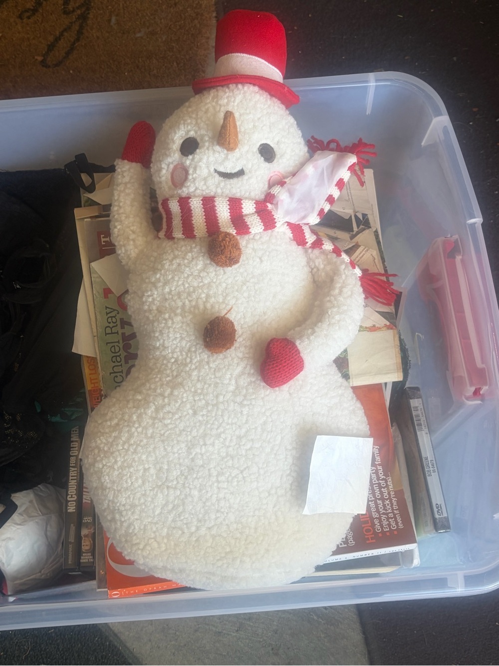 Wondershop White Snowman Decorative Pillow with Red Accents
